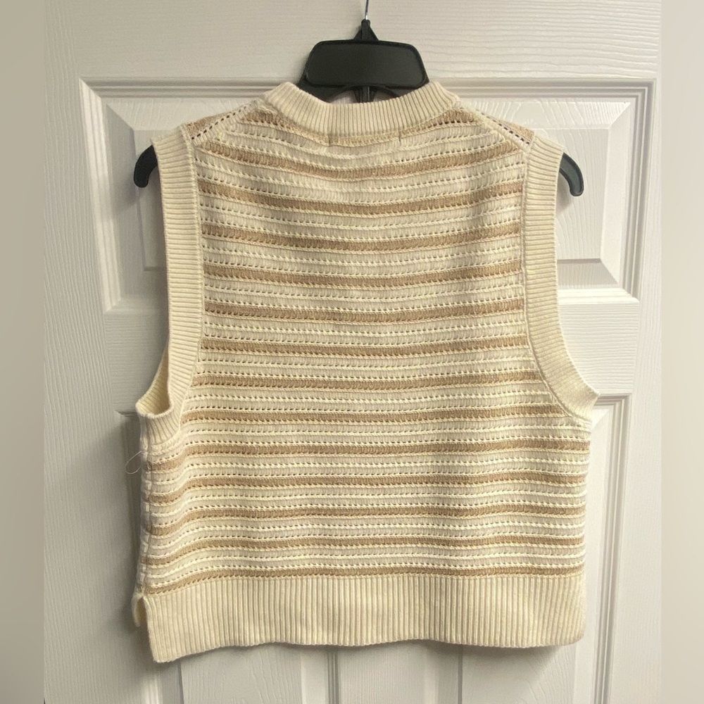 *SOLD* NWOT French Connection Striped Sweater Vest W/ Metallic Shimmer Size L - Picture 4 of 4